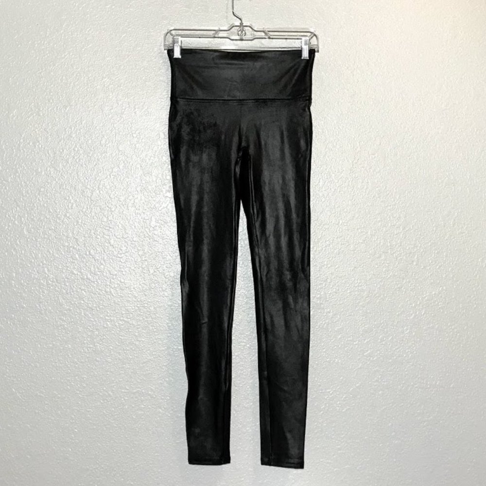 SPANX Black High-Waist Faux-Leather Leggings